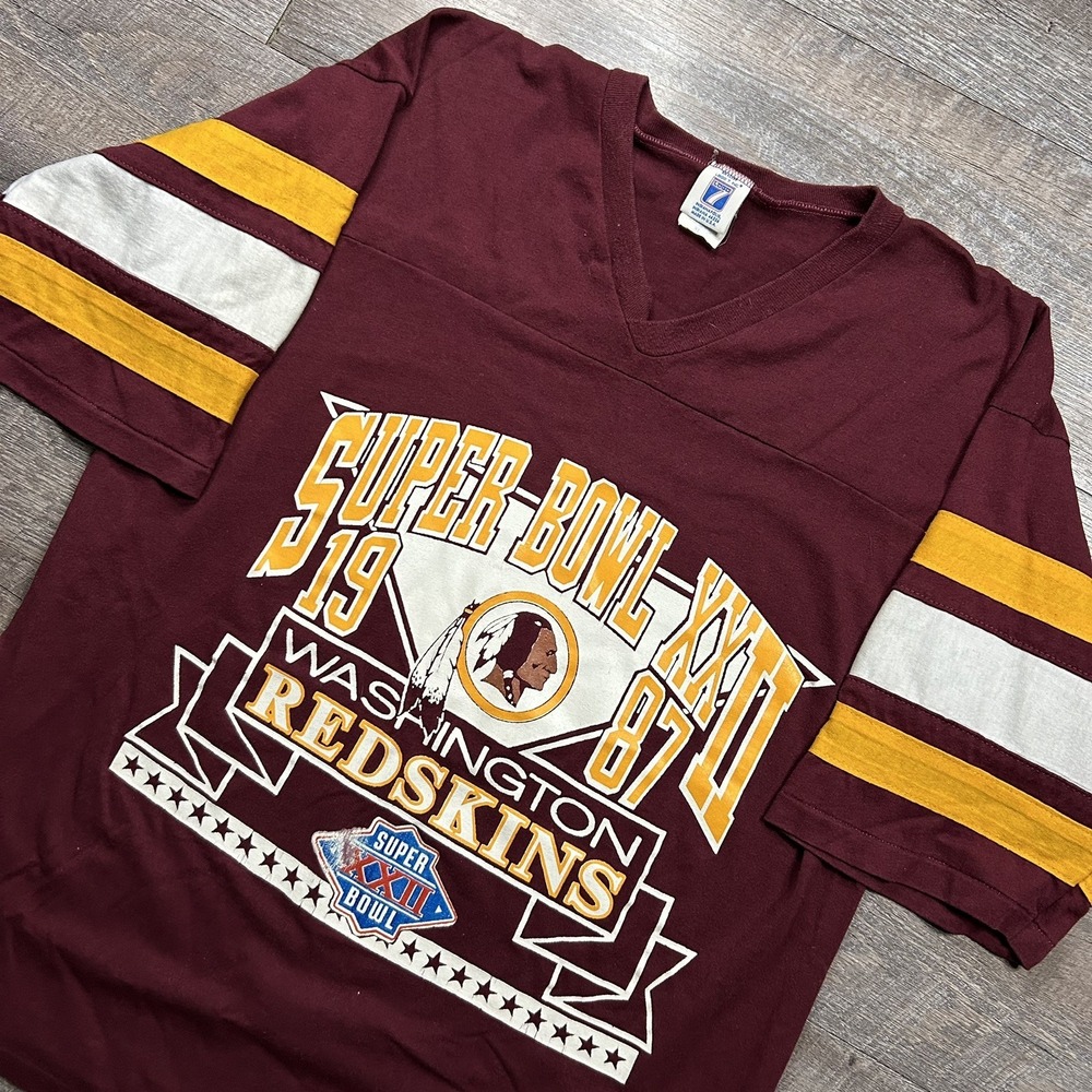 Vintage Dated 1987 Logo 7 Washington Commanders Super Bowl XXVI Burgundy Mens L
